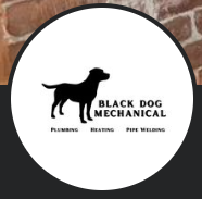 Logo featuring a dog with black text