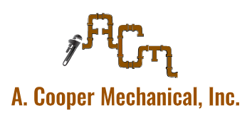 logo featuring pipes and a wrench