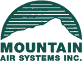 Mountaint Air Systems logo feature green text and outline of mountain